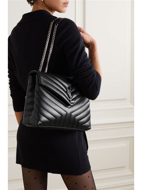 ysl 32cm loulou|SAINT LAURENT Loulou medium quilted leather shoulder bag.